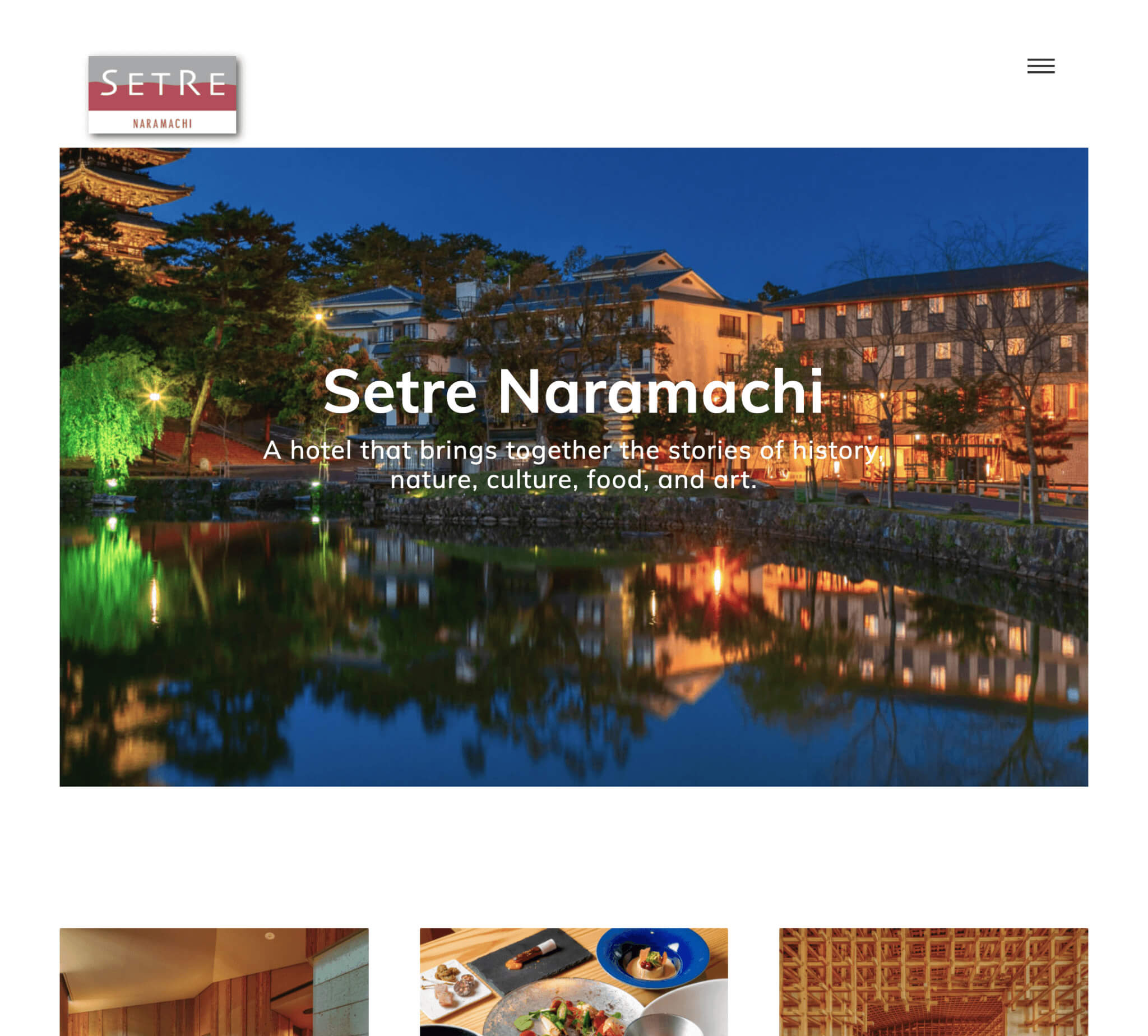 Nara site desktop view