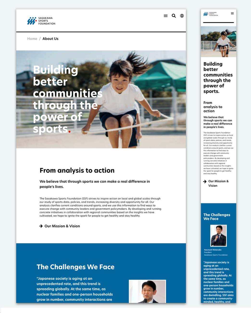 ssfBsasakawa sports foundation new site - About Us page